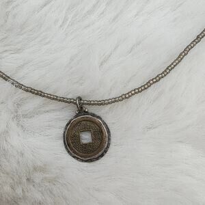 Peyote Bird Free Spirit Silver Asian Gold Coin Pendant Beaded Necklace NWT